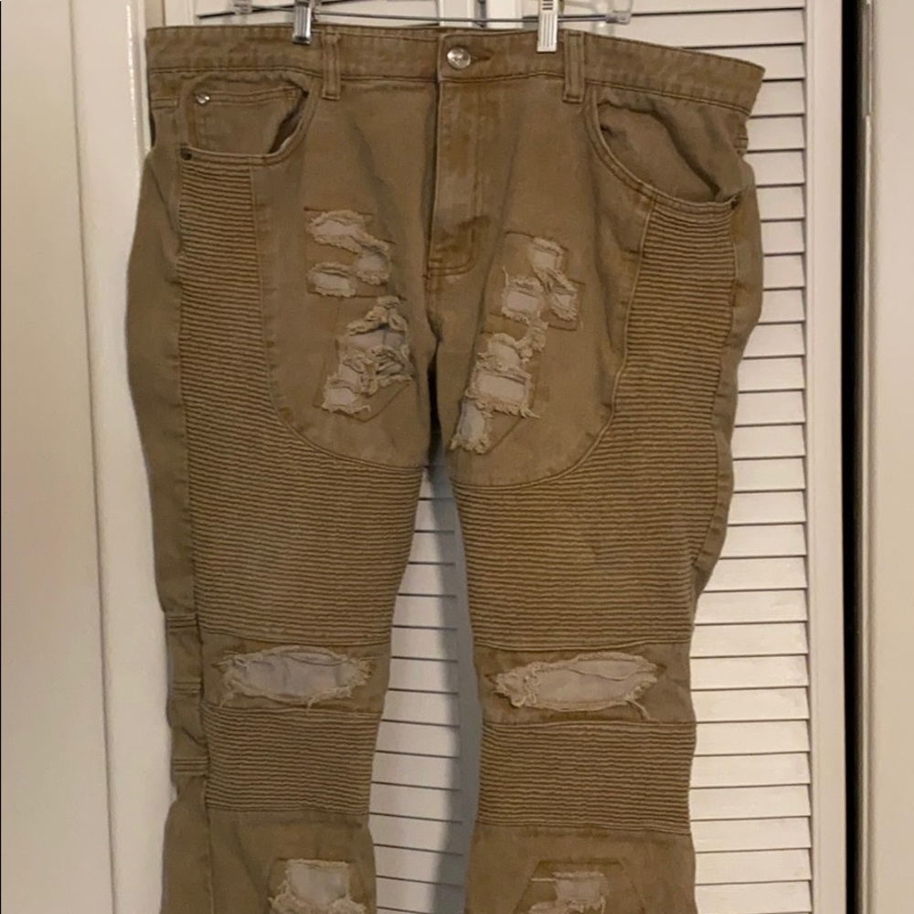 Khaki Biker Pants